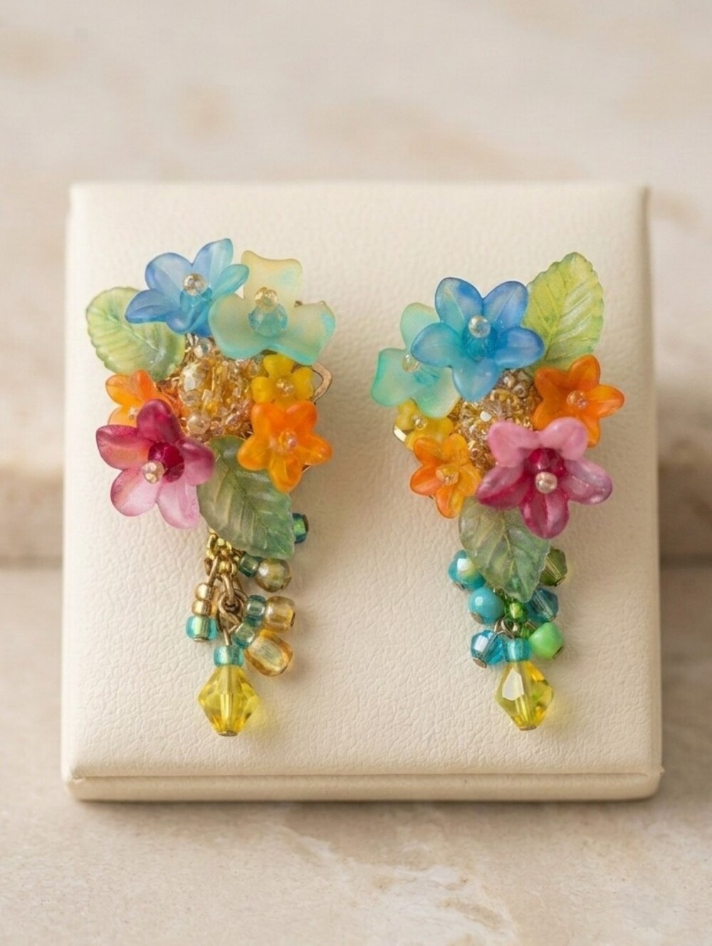 Colleen Toland WILD FLOWER Earrings Hand-Painted Floral Beaded Statement Studs